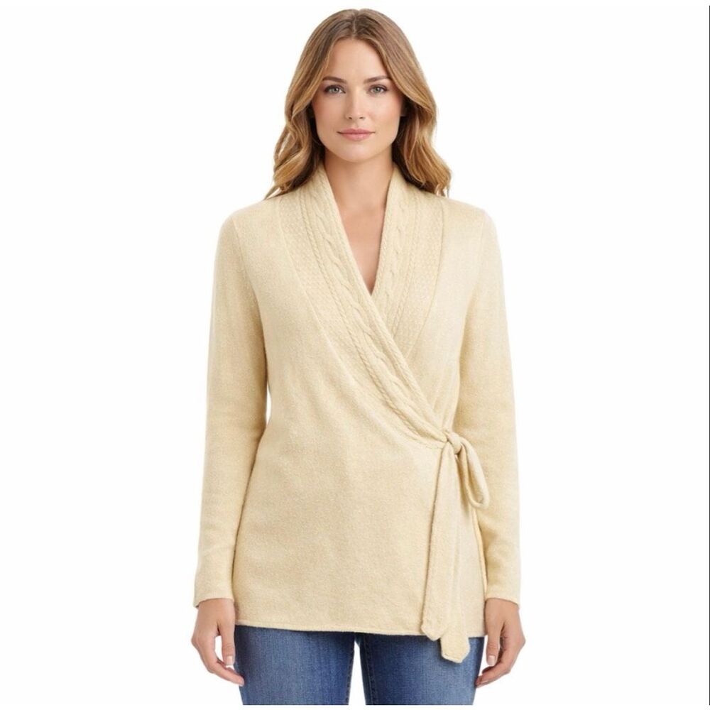 Lilly Pulitzer Light Cream Wrap Cardigan with Side Tie
